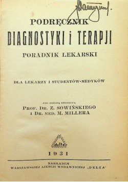 Podręcznik diagnostyki i terapji 1931 r.