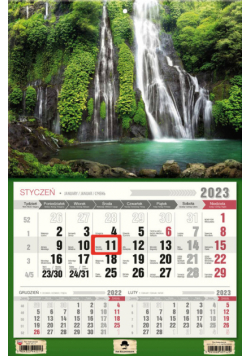 Kalendarz 2023 ścienny jednodzielny Wodospad