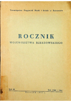 Rocznik Województwa Rzeszowskiego Rok III rok 1960 i 1961
