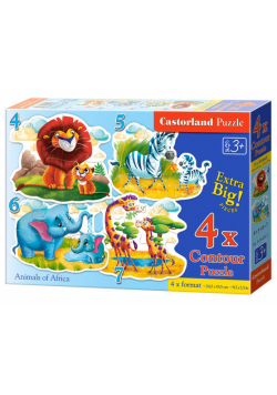 4x1 Puzzle konturowe 4-5-6-7 Animals of Africa