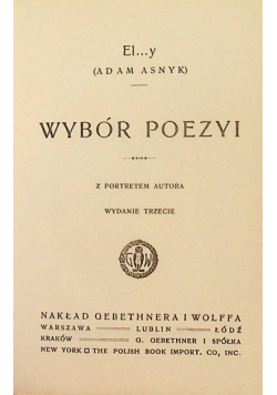 Asnyk Wybór poezyi reprint