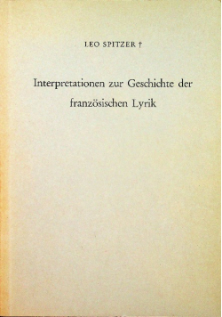 Interpretationen zur Geschichte der franzosischen Lyrik