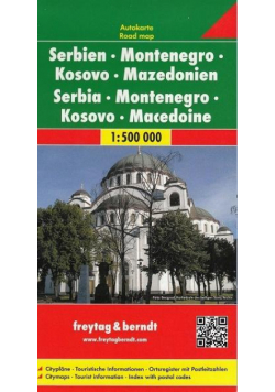 Mapa - Serbia, Czarnogóra, Kosowo, Macedonia