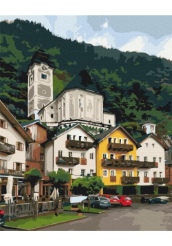 Malowanie po numerach - Górskie Miasteczko 40x50cm
