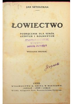 Łowiectwo 1920 r.