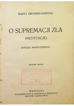 O supremacji zła 1930 r.