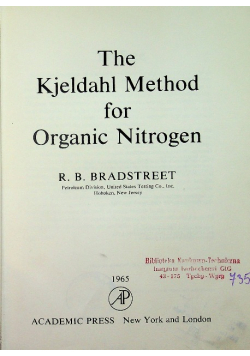The Kjeldahl Method for Organic Nitrogen