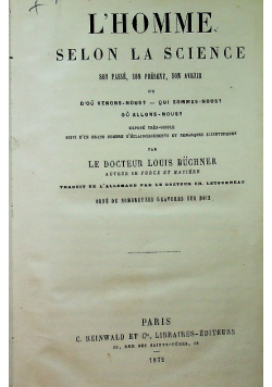 L Homme selon la science 1872 r.