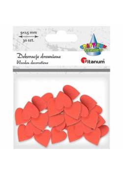 Drewniane serca 9x15mm czerwone 30szt