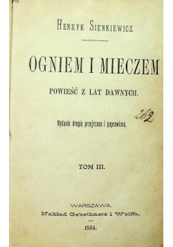 Ogniem i mieczem Tom III 1884 r