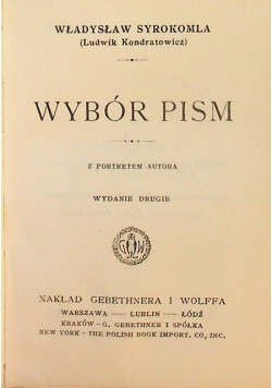 Syrokomla Wybór Pism reprint