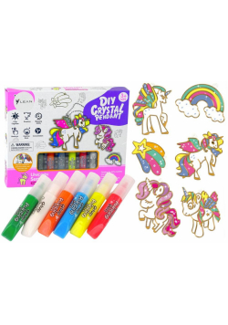 Witraże zawieszki DIY jednorożce 6szt