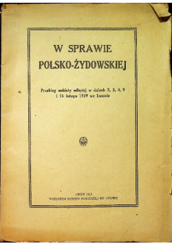 W sprawie polsko żydowskiej 1919 r.