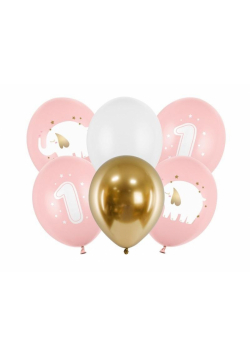 Balony Roczek Baby pink 30cm 6szt