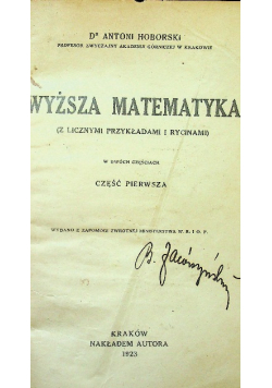 Wyższa matematyka 1923 r.