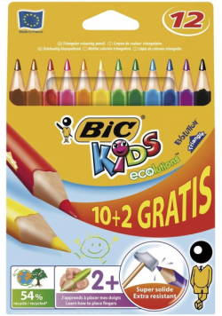 Kredki Eco Evolution Triangle 10+2 kol. bls BIC