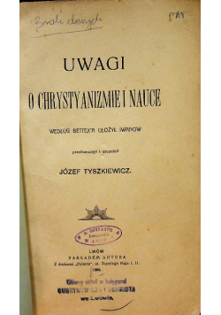 Uwagi o chrystyanizmie i nauce 1906r