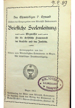 Briefliche Seelenleitung Wegweiser fur die christliche Frauenwelt im Diesseits und ins Jenseits 1913 r.