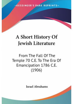 A Short History Of Jewish Literature