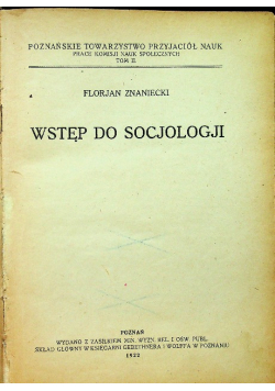 Wstęp do socjologji 1922 r