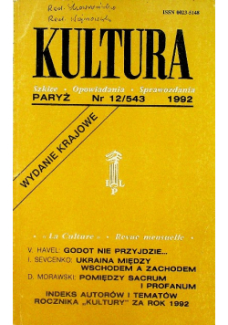 Kultura Szkice-opowiadania-sprawozdania nr 12 543 1992