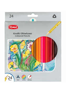 Kredki ołówkowe trójkątne 24 kolory TOMA