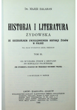 Historja i literatura żydowska tom III 1925 r