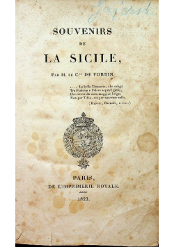 Souvenirs de la sicile 1823 r.