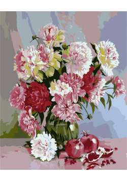 Malowanie po numerach - Piwonie z granatem 40x50cm