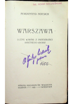 Warszawa Luźne kartki z przeszłości Syreniego Grodu 1920 r.