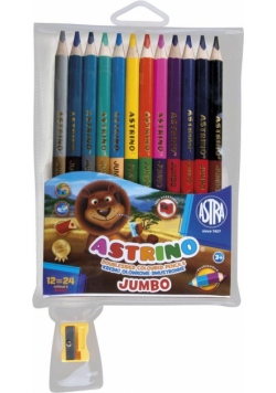 Kredki Astrino dwustronne jumbo 12=24 kolory ASTRA