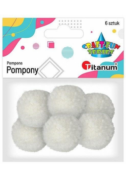 Pompony włóczkowe 3cm białe 6szt.