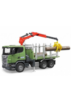 Scania R z dźwigiem, przyczepą i pniami