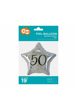 Balon foliowy 50-tka gwiazda srebrna