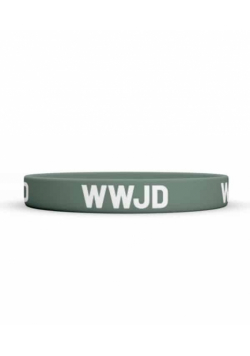 Opaska silikonowa - WWJD - oliwkowa