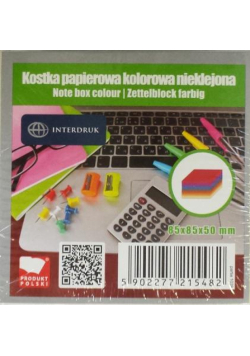 Kostka papierowa 85x85x50mm kolorowa nieklejona