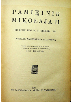 Pamiętnik Mikołaja II 1924 r.