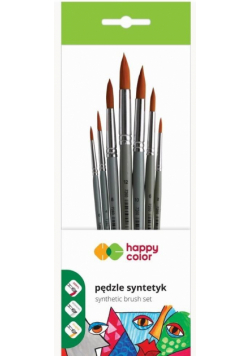 Pędzle artystyczne syntet.okrągłe 7szt HAPPY COLOR