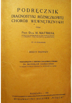 Podręcznik diagnostyki różniczkowej chorób wewnętrznych 1930 r.