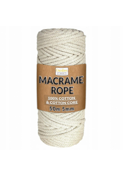 Sznurek do makramy bawełniany 5mmx50m ivory gruby