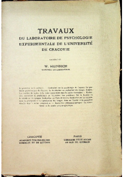 Travaux du laboratoire de psychologie 1923 r.
