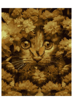 Malowanie po numerach - Mały kot w kwiatach 40x50