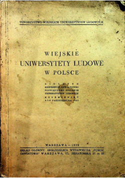 Wiejskie Uniwersytety Ludowe w Polsce 1939 r.