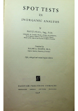 Spot tests in inorganic analysis