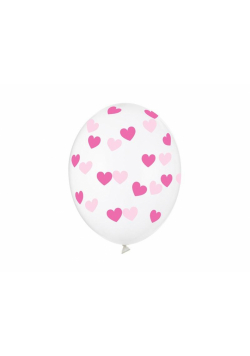 Balony Serduszka Crystal Clear 30cm 6szt