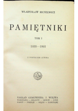 Mickiewicz Pamiętniki Tom I 1926 r.
