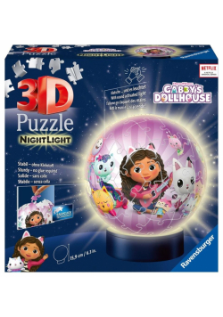Puzzle 3D 72 Świecąca Kula: Koci Domek Gabi
