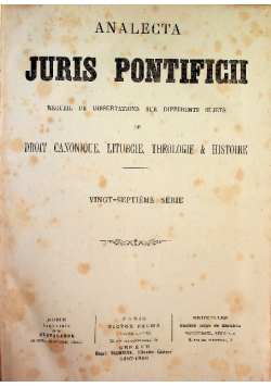 Analecta juris pontificii tom XXVII 1888 R.