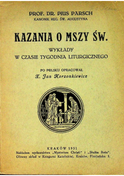 Kazania o mszy św., 1931 r.