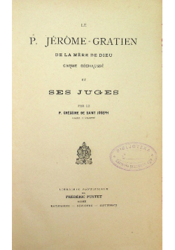 Le P Jerome Gratien de la mere de dieu 1904 r.
